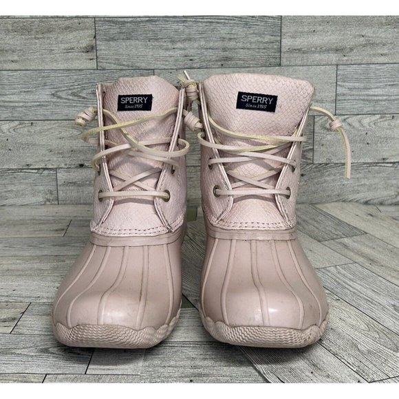 Sperry Girls‎ Saltwater Duck Boots, Blush, Big Kids 3M Pink Side Zipper Rubber - Picture 1 of 8